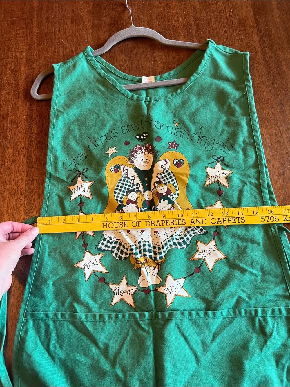vintage grandma's guardian Angel Apron Vest tie sides front pockets one size